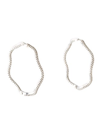 Earrings 18K 1.22ctw Diamond Wavy Hoop Earrings