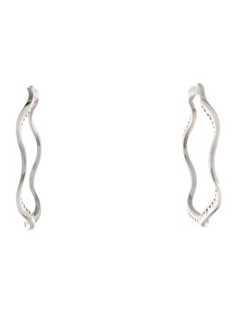Earrings 18K 1.22ctw Diamond Wavy Hoop Earrings