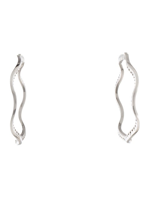 Earrings 18K 1.22ctw Diamond Wavy Hoop Earrings