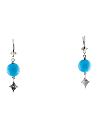 Cathy Waterman Platinum Turquoise & Diamond Drop Earrings
