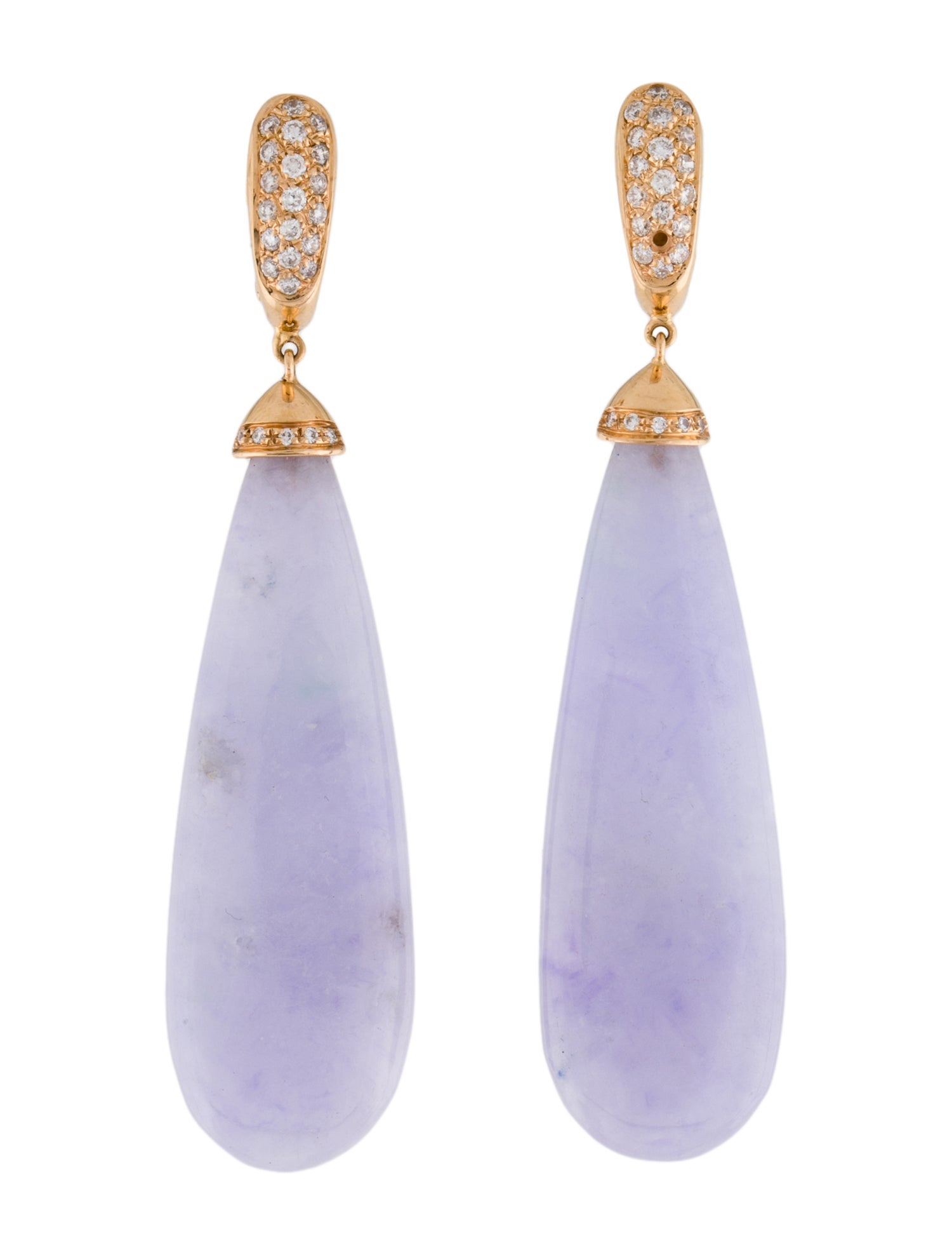 Earrings 18K Dyed Jadeite & Diamond Tear Drop