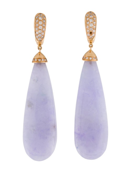 Earrings 18K Dyed Jadeite & Diamond Tear Drop Earrings