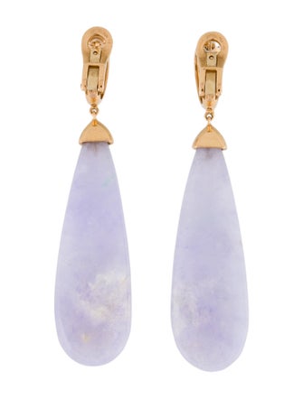 Earrings 18K Dyed Jadeite & Diamond Tear Drop Earrings