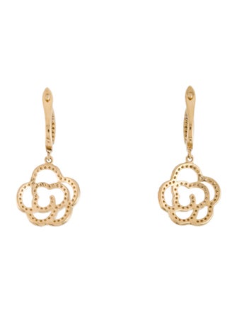 Earrings 14K Diamond Flower Drop Earrings