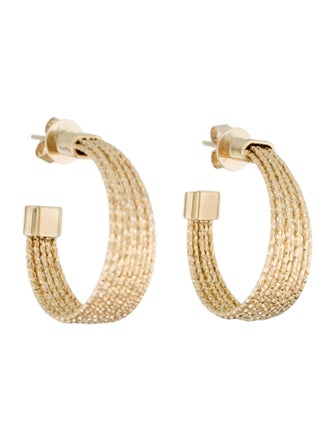 Earrings 14K Textured Wire Wide Hoop Earrings