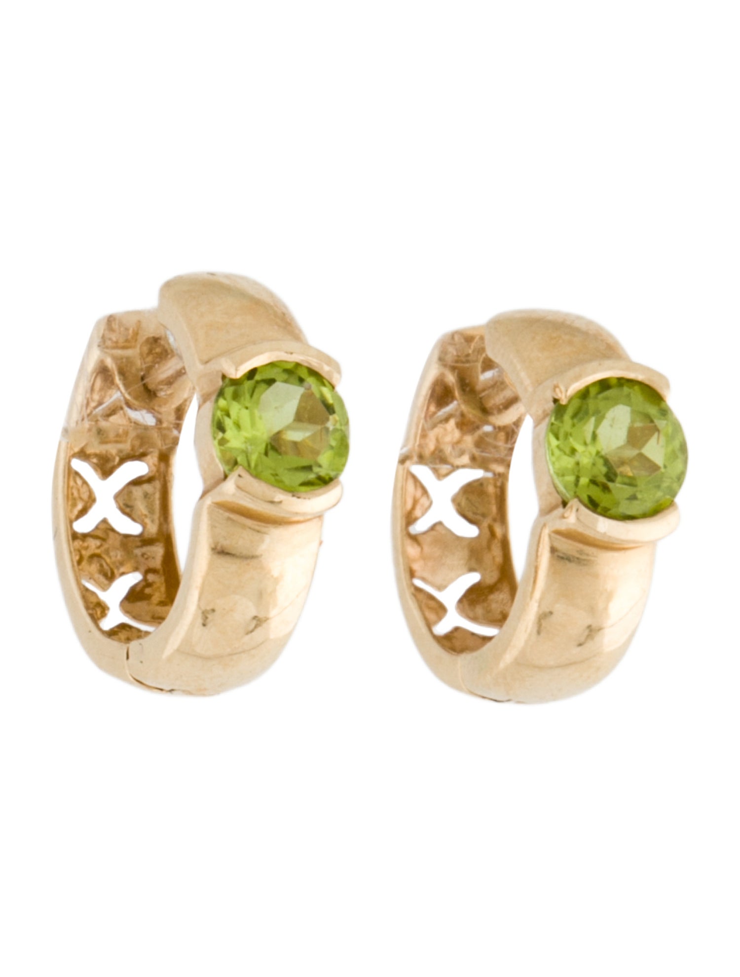 Earrings 10K Peridot Huggie Hoop