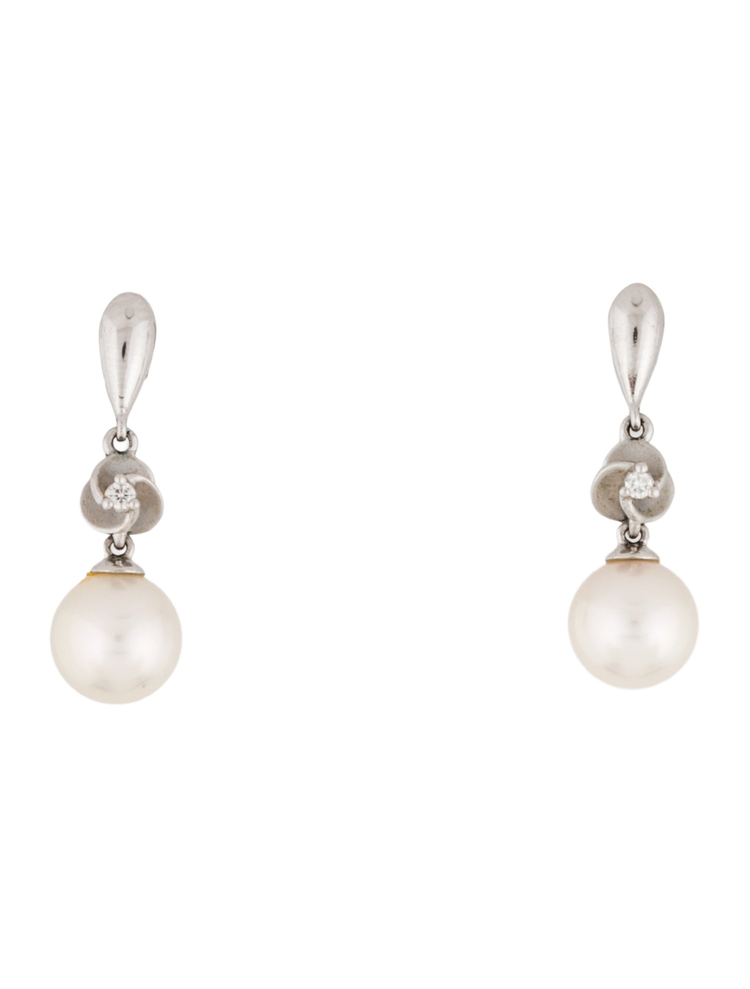 Earrings 14K Pearl & Diamond Drop