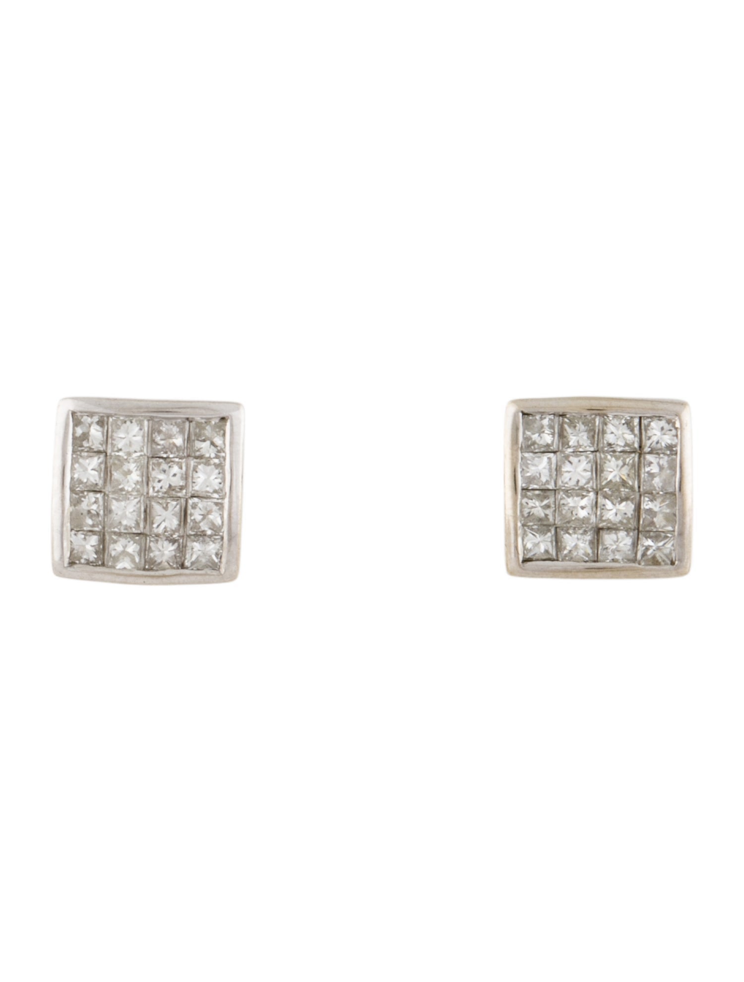 Earrings 14K Diamond Invisible Set Stud