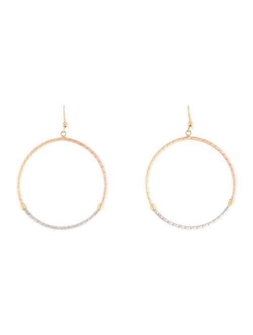Earrings 14K Textured Circle Drop Earrings