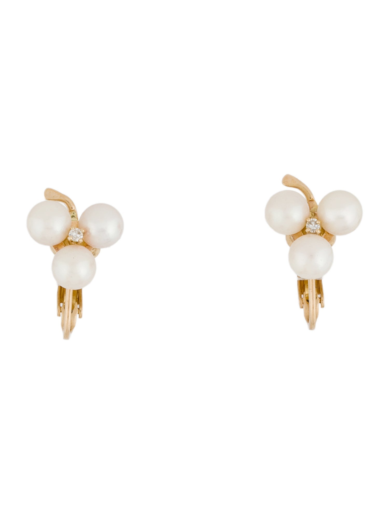 Earrings 14K Pearl & Diamond Clip On