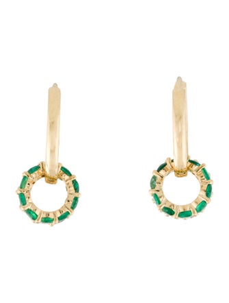 Earrings 18K Emerald & Lab Grown Diamond Hoop Earrings