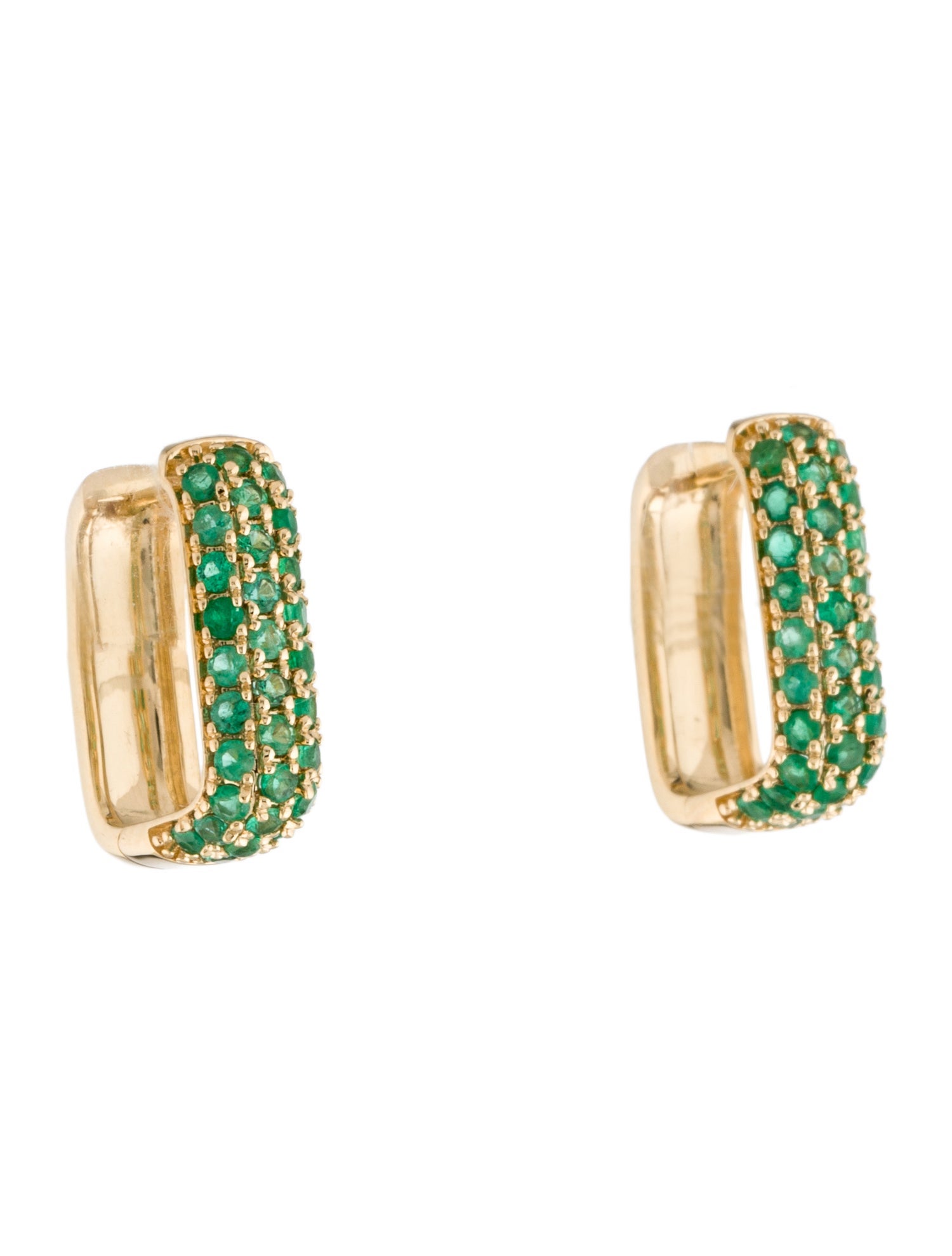 Earrings 18K Emerald Hoop Earrings