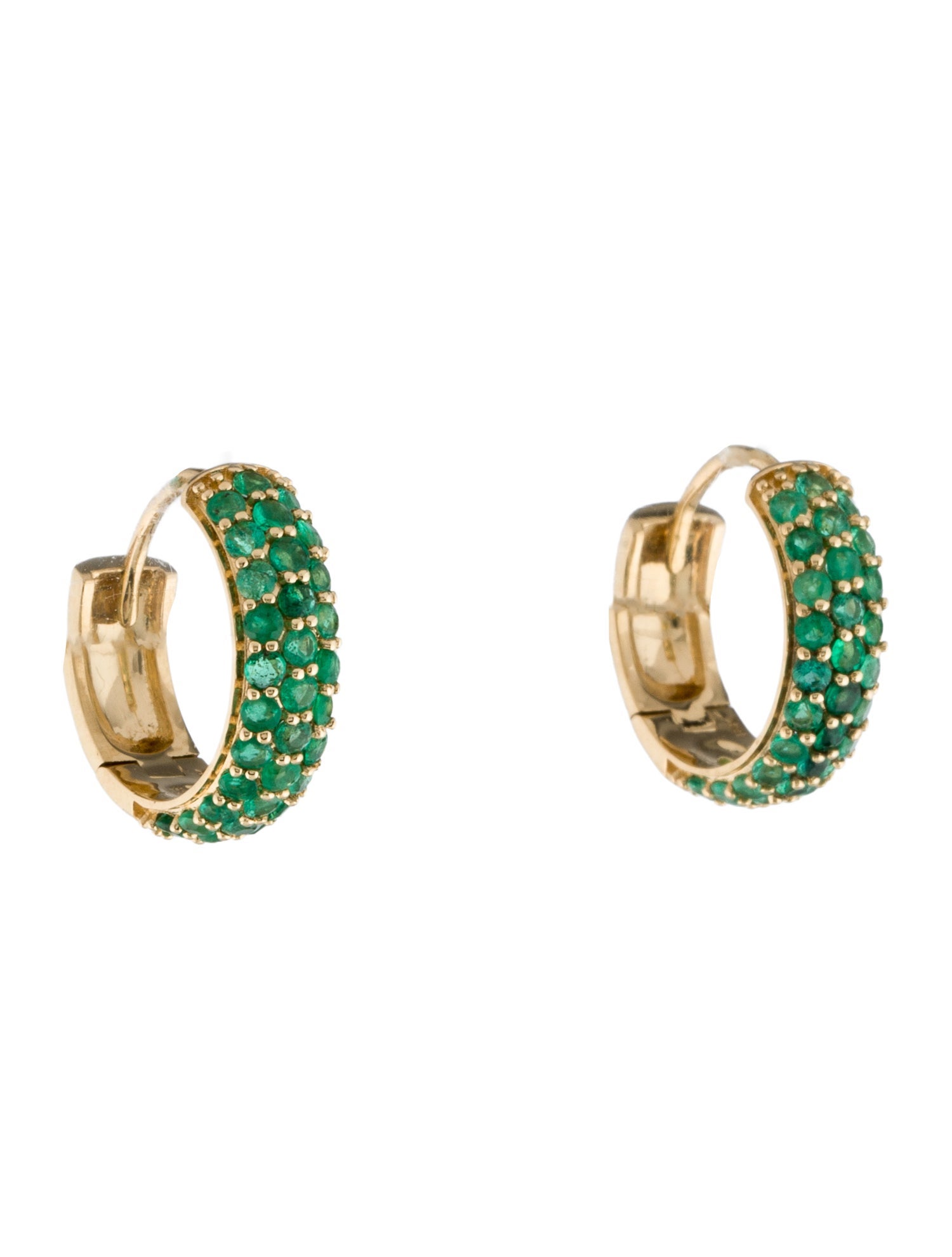 Earrings 18K Emerald Huggie Earrings