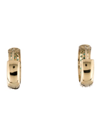 Earrings 18K Emerald Huggie Earrings