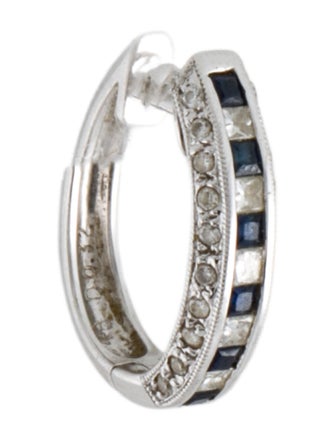 Earrings 18K Diamond & Sapphire Single Hoop Earring