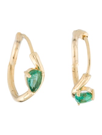 Earrings 18K Emerald Huggie Hoop Earrings