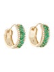 Earrings 18K Emerald & Diamond Huggie Hoop Earrings