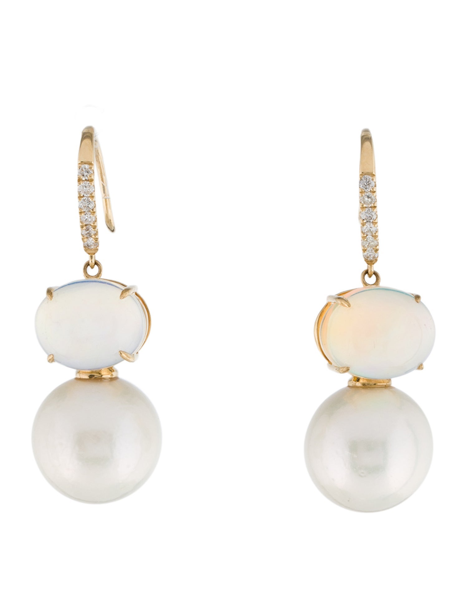 Earrings 18K Pearl, Opal & Lab-Grown Diamond Drop Earrings