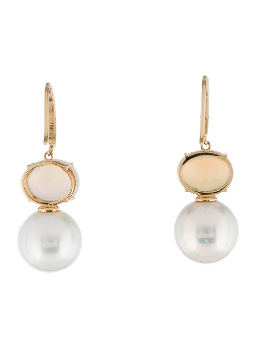 Earrings 18K Pearl, Opal & Lab-Grown Diamond Drop Earrings