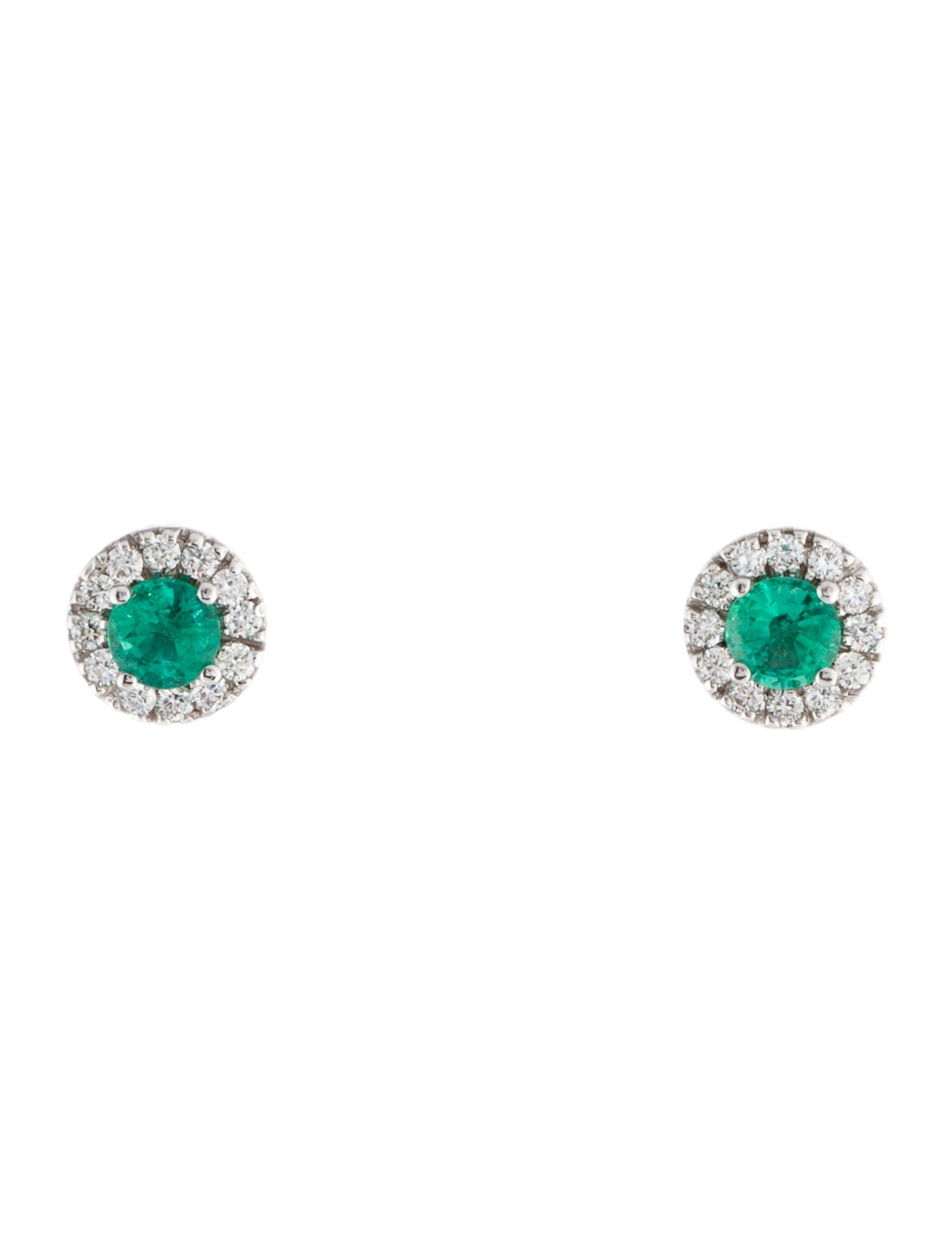 Earrings 14K Emerald & Diamond Stud