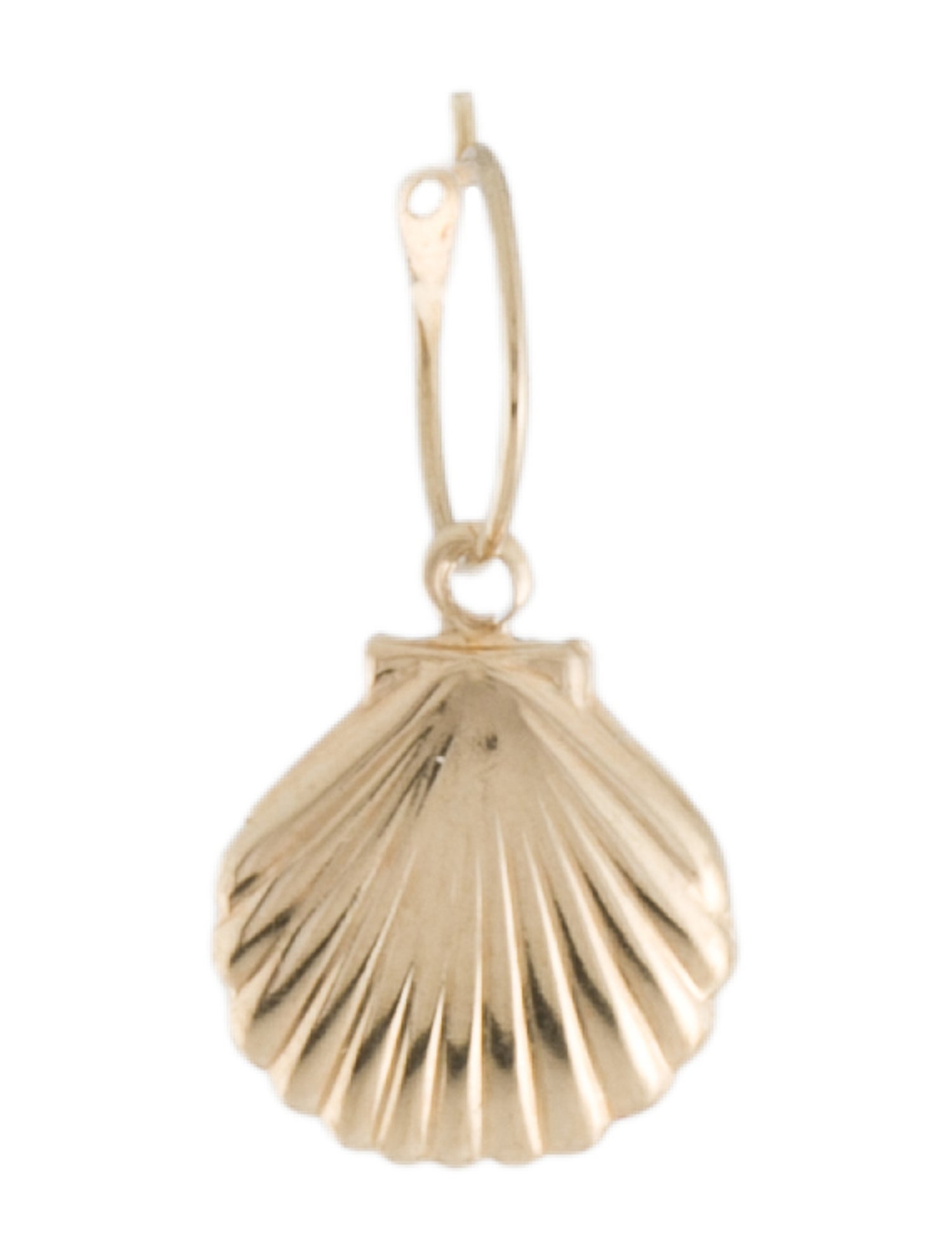 Earrings 14K Shell Charm Drop Single Hoop Earring