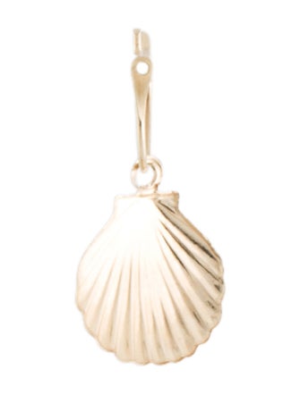 Earrings 14K Shell Charm Drop Single Hoop Earring