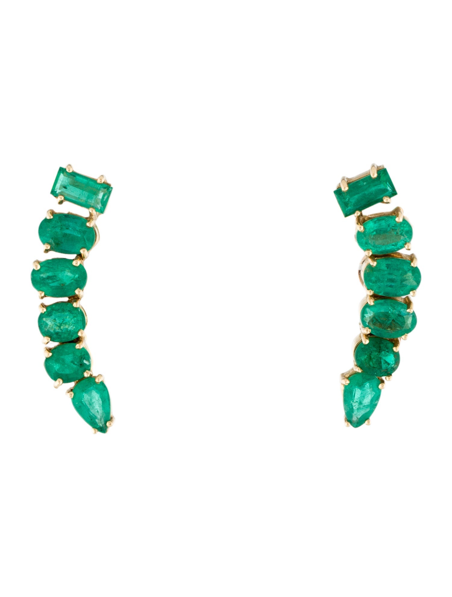 Earrings 18K 3.52ctw Emerald Ear Climber Earrings
