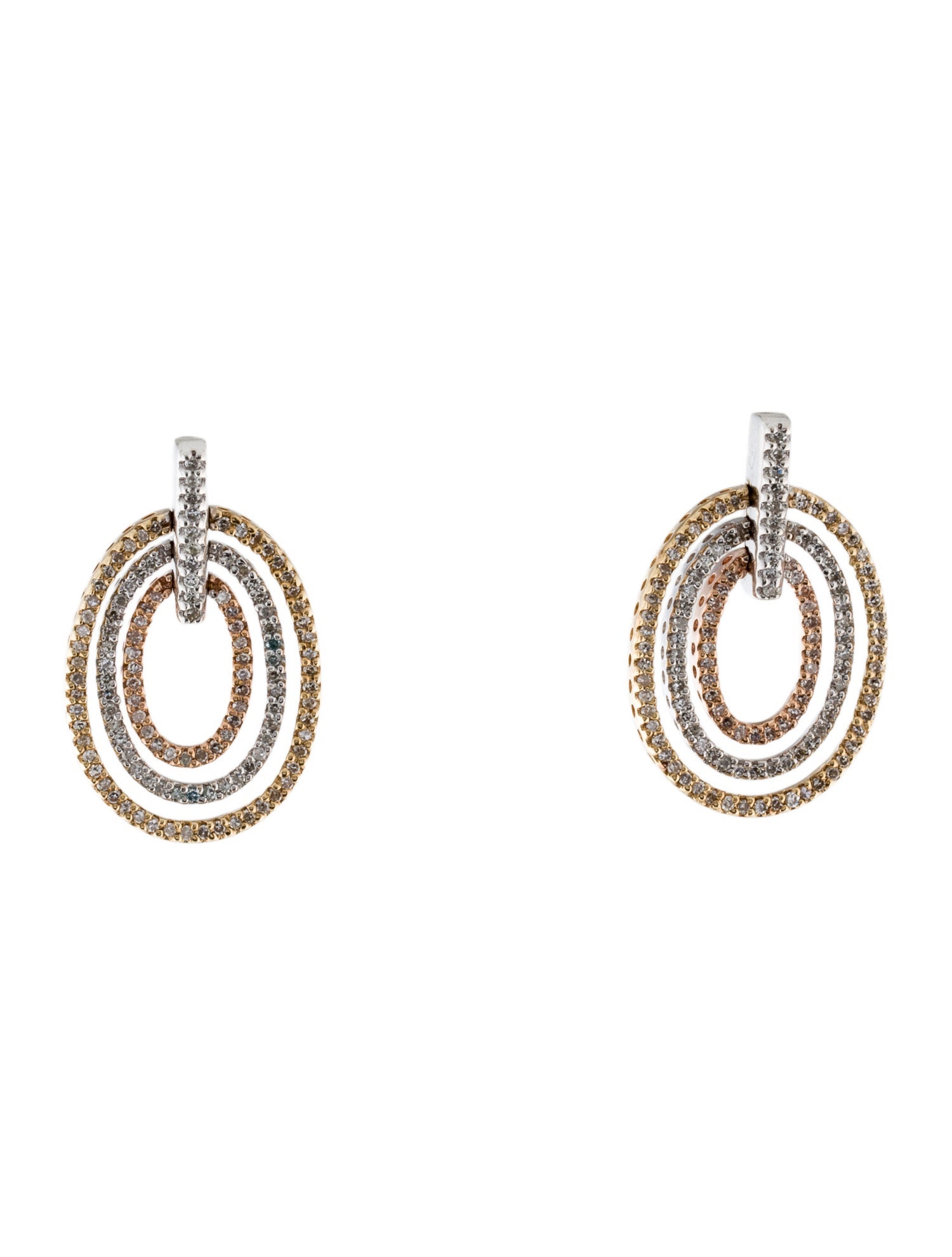 Earrings 14K 1.00ctw Diamond Oval Drop