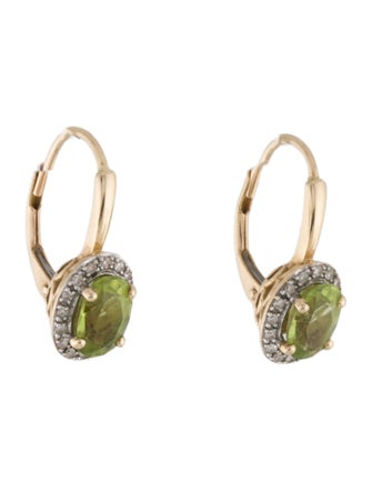 Earrings 14K 1.98ctw Peridot & Diamond Drop Earrings