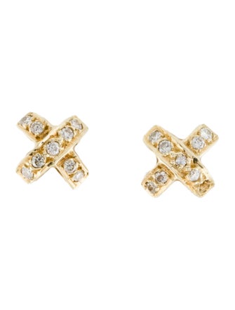 Earrings 14K Diamond 'X' Stud Earrings