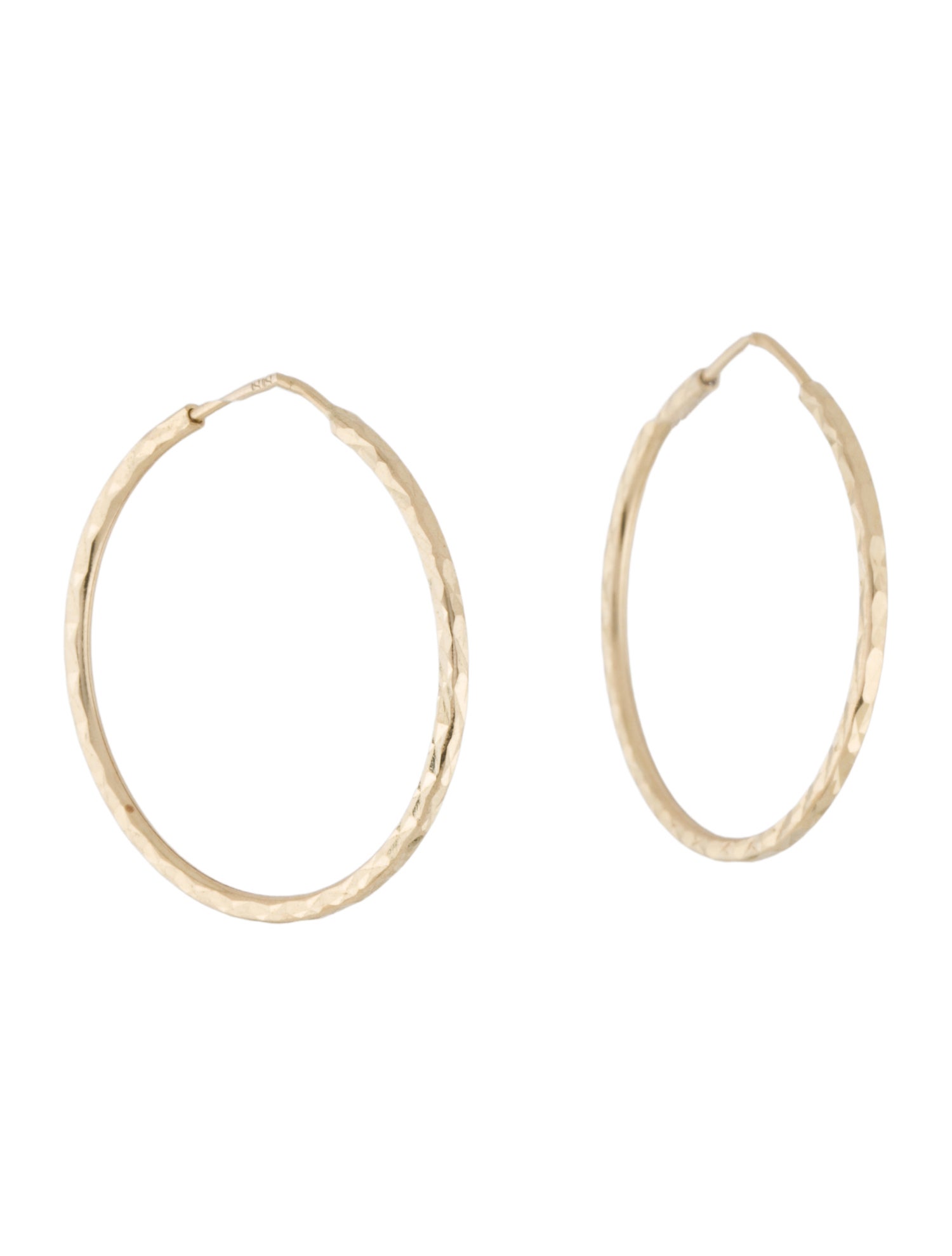 Earrings 14K Texted Hoops