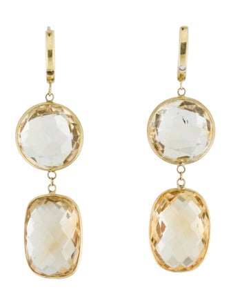 Earrings 18K Citrine & Sapphire Double Drop Earrings