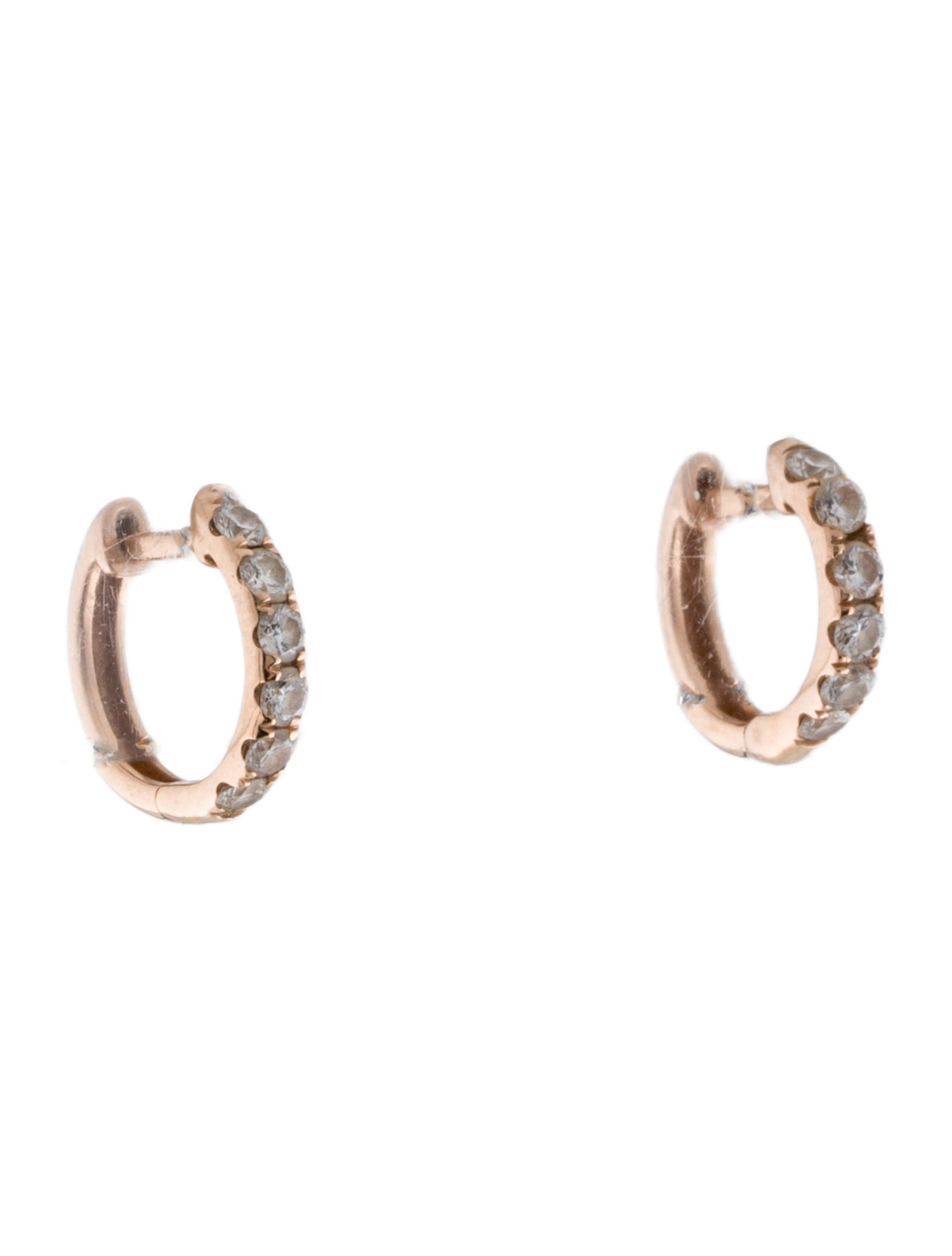 Earrings 14K Diamond Huggie Hoop Earrings