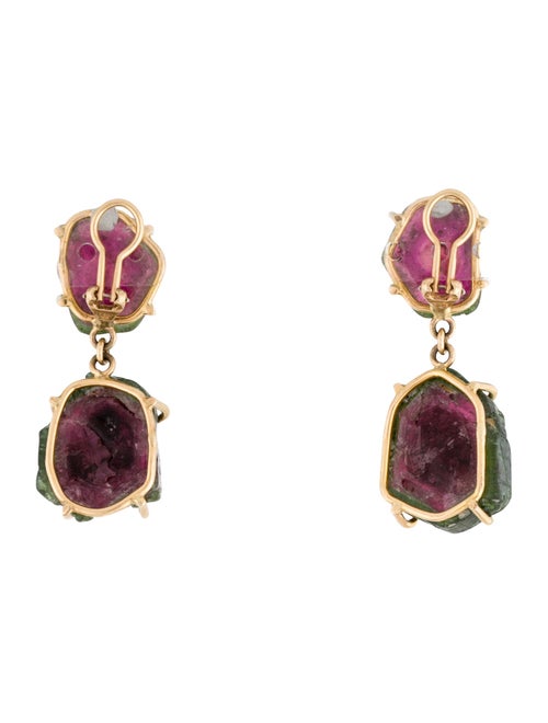 Earrings 14K Watermelon Tourmaline Clip-On Drop Earrings
