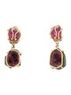 Earrings 14K Watermelon Tourmaline Clip-On Drop Earrings