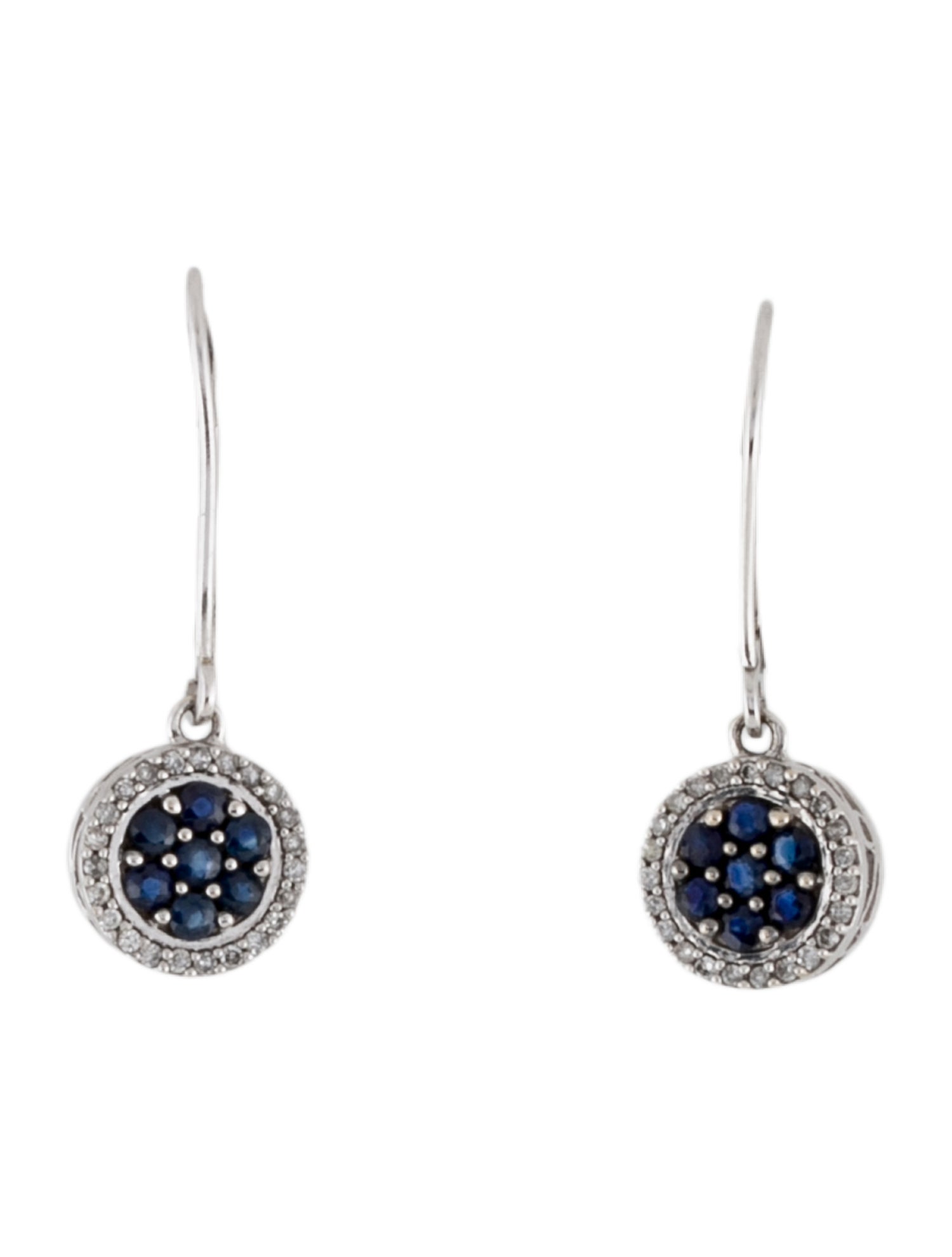 Earrings 14K Sapphire & Diamond Drop Earrings