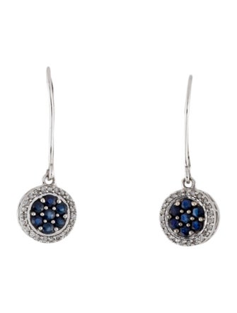Earrings 14K Sapphire & Diamond Drop Earrings