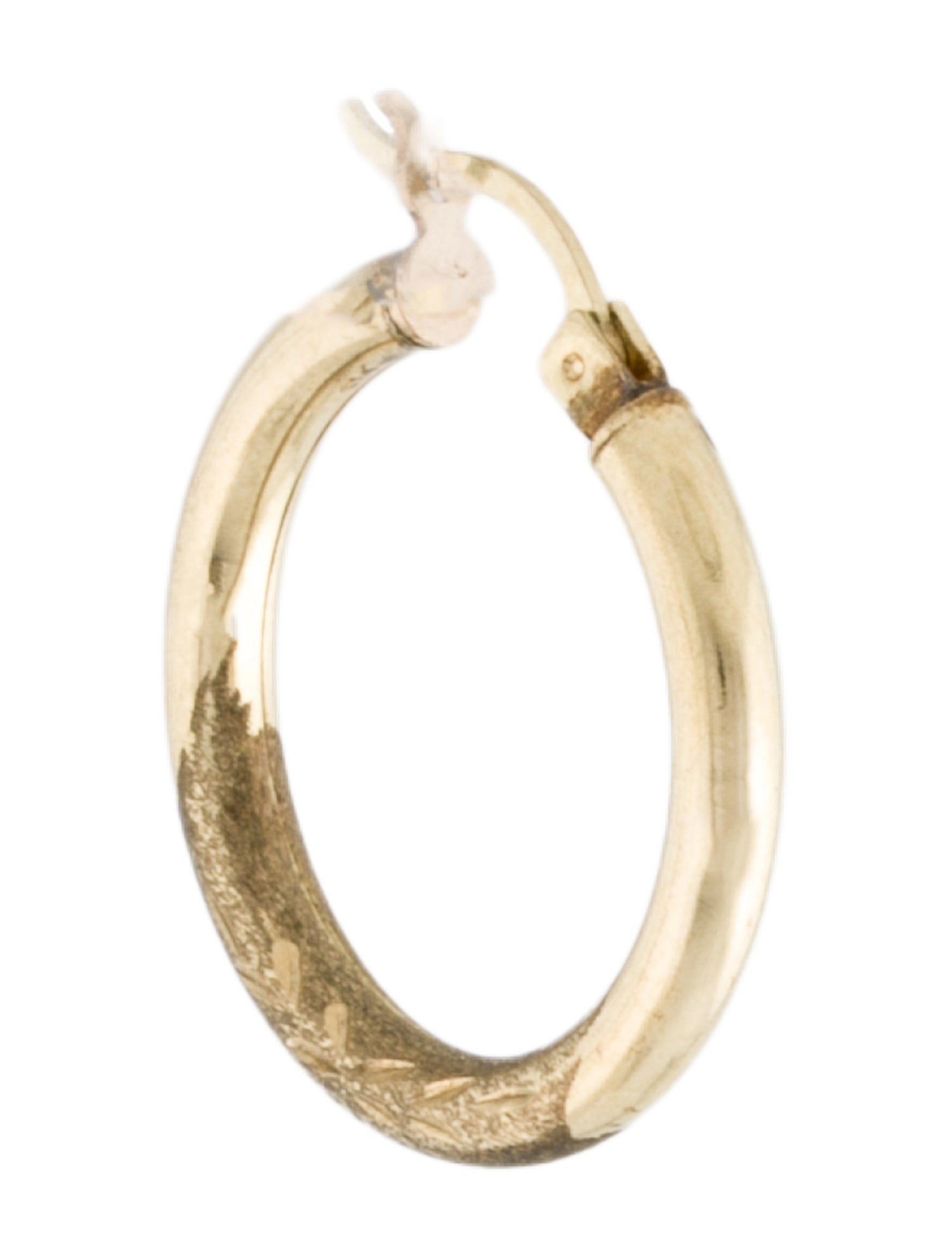 Earrings 10K Etched Single Hoop Earring