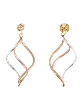 Earrings 10K Tri-Color Twist Drop Earrings