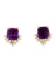 Earrings 14K Amethyst & Diamond Clip On Stud Earrings