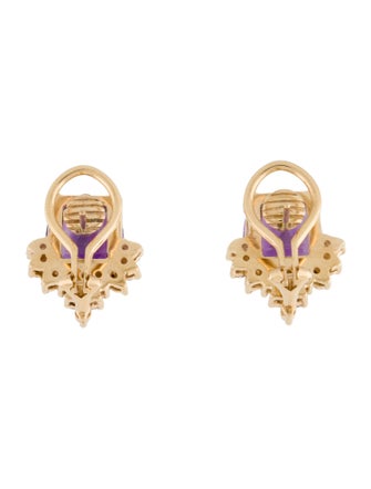 Earrings 14K Amethyst & Diamond Clip On Stud Earrings