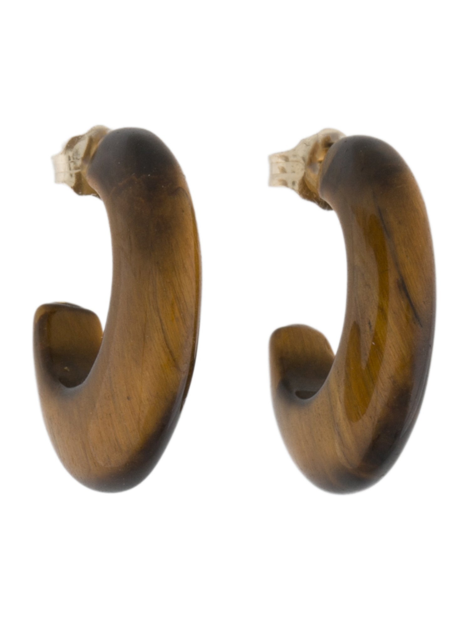 Earrings 14K Tiger's Eye Quartz Hoop