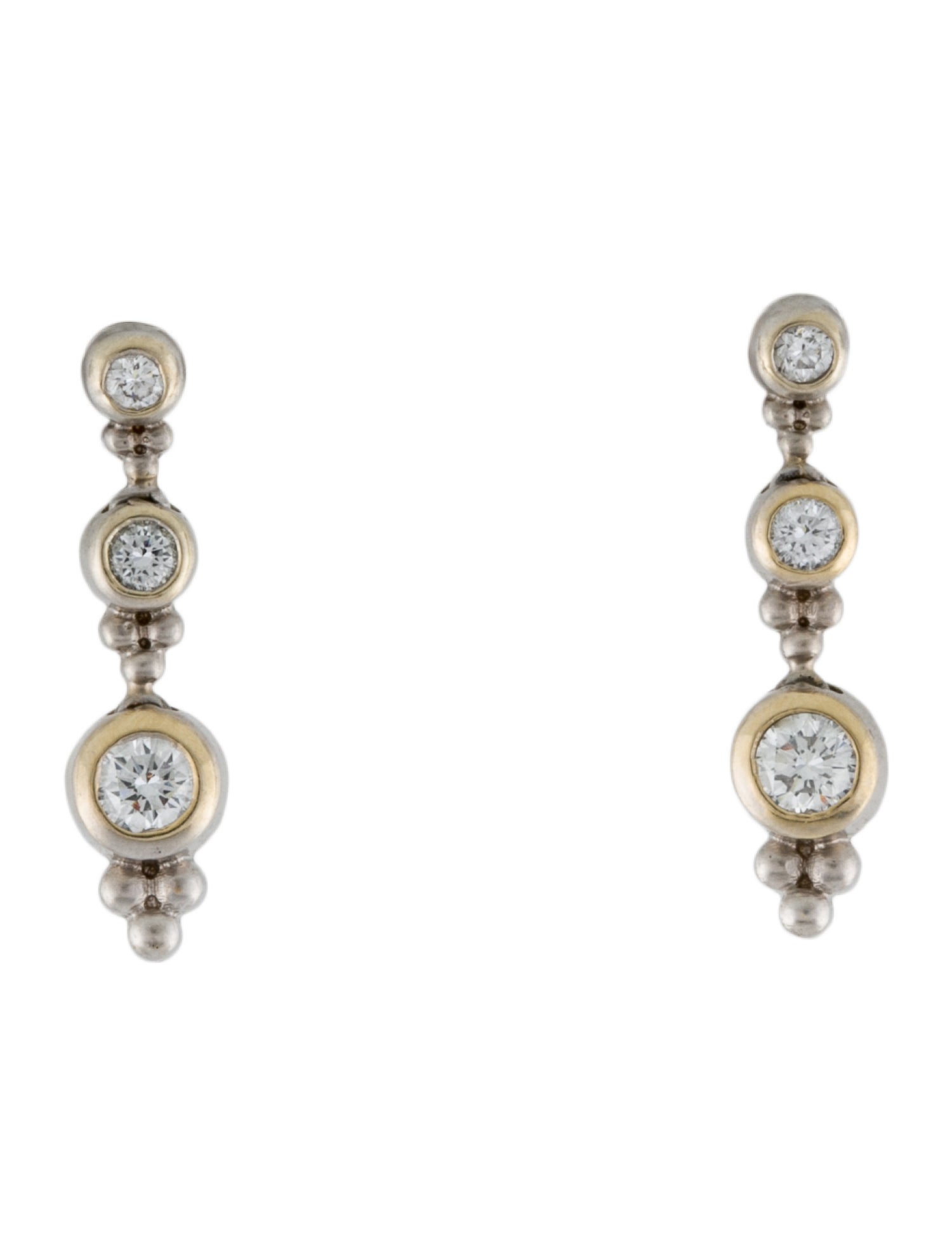 Earrings Diamond Three-Stone Drop