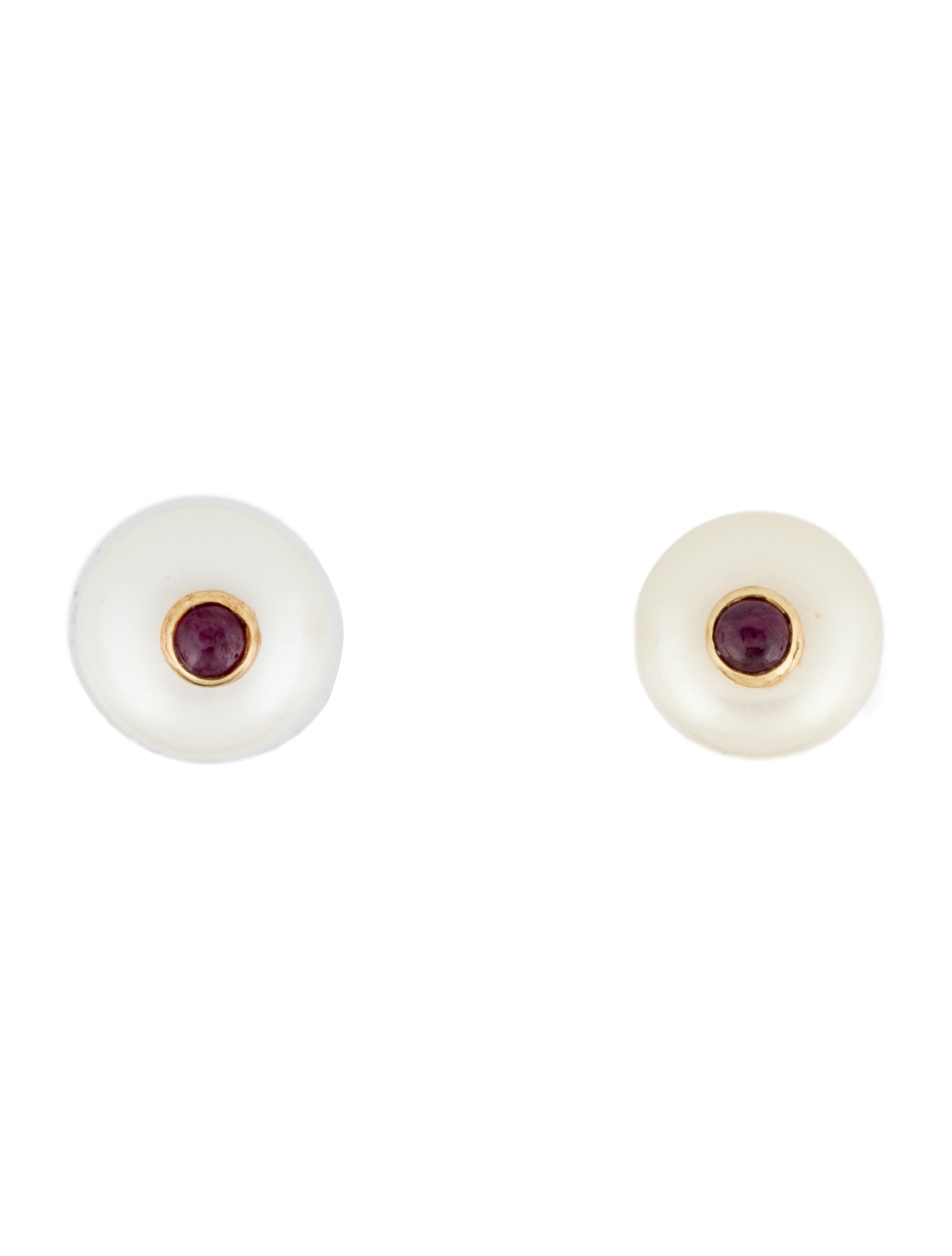 Earrings 14K Pearl & Ruby Stud Earrings