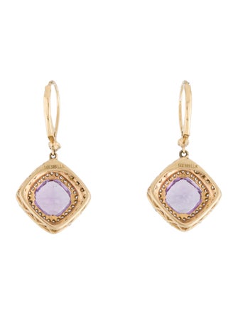 Earrings 14K Amethyst & Diamond Drop Earrings