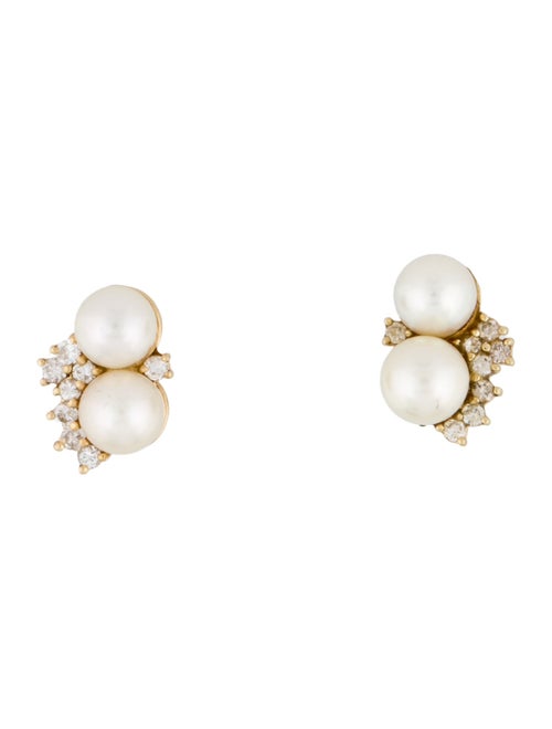 Earrings 14K Pearl & Diamond Stud Earrings