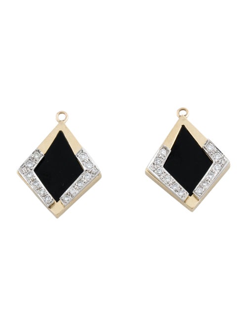 Earrings 14K Onyx & Diamond Geometric Earring Enhancers