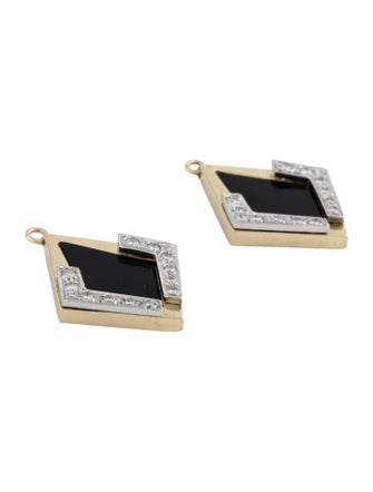 Earrings 14K Onyx & Diamond Geometric Earring Enhancers