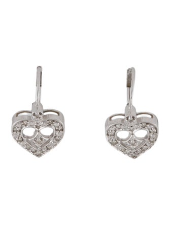 Earrings 14K Diamond Heart Drop Earrings