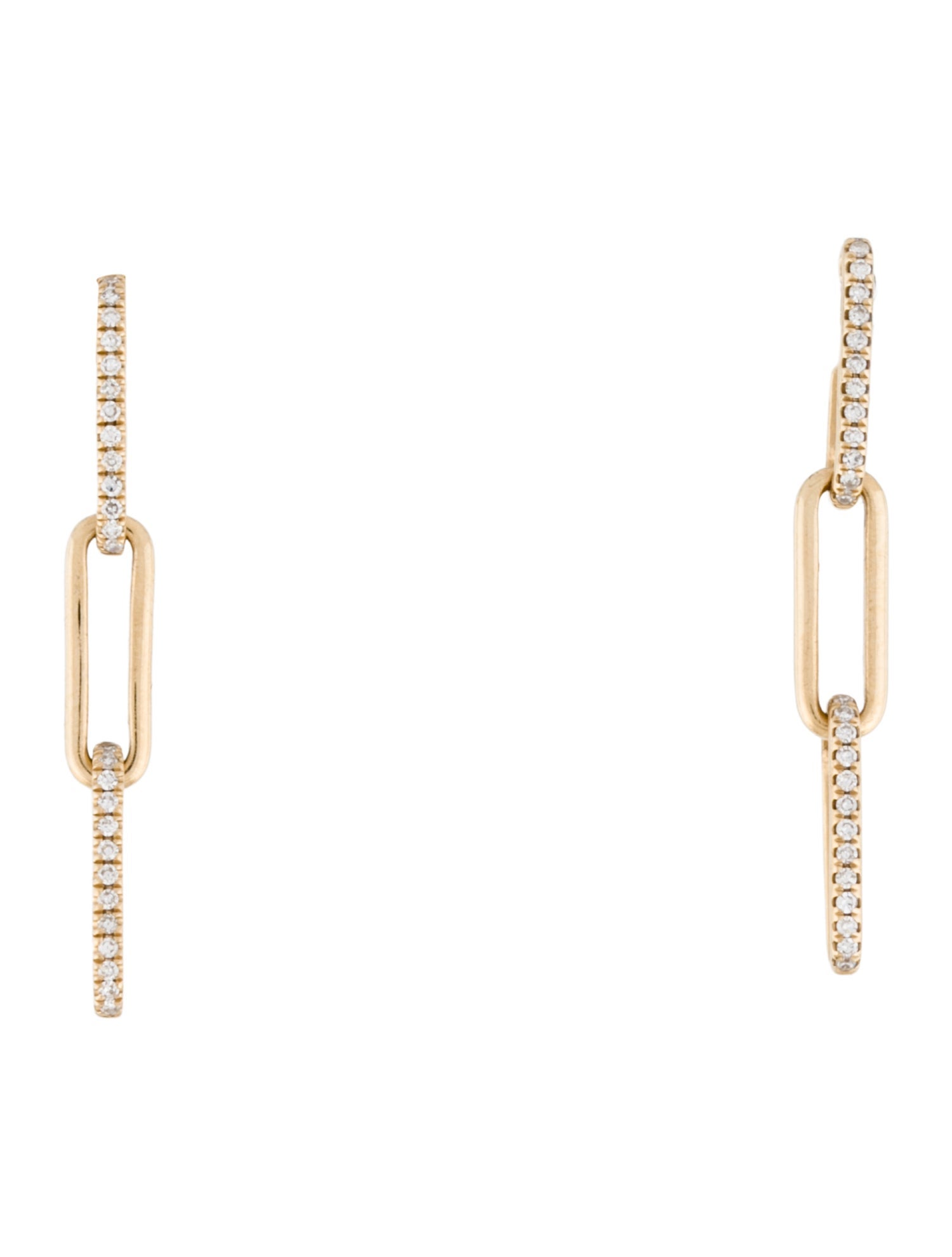 Earrings 14K Diamond Paperclip Chain Drop